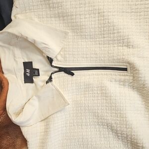 H&M Cream Textured Zip-Up Top